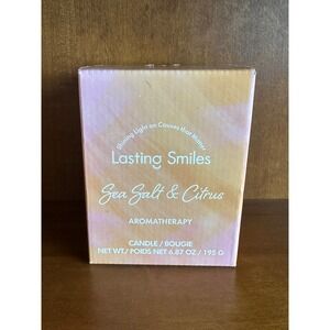 Lasting Smiles Sea Salt & Citrus Aromatherapy Candle 6.87 oz Glass Jar New Box